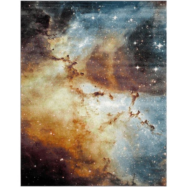 Flowers First 8 x 10 ft. Galaxy Power Loomed Area Rug, Orange & Multi Color - Large Rectangle FL1862542